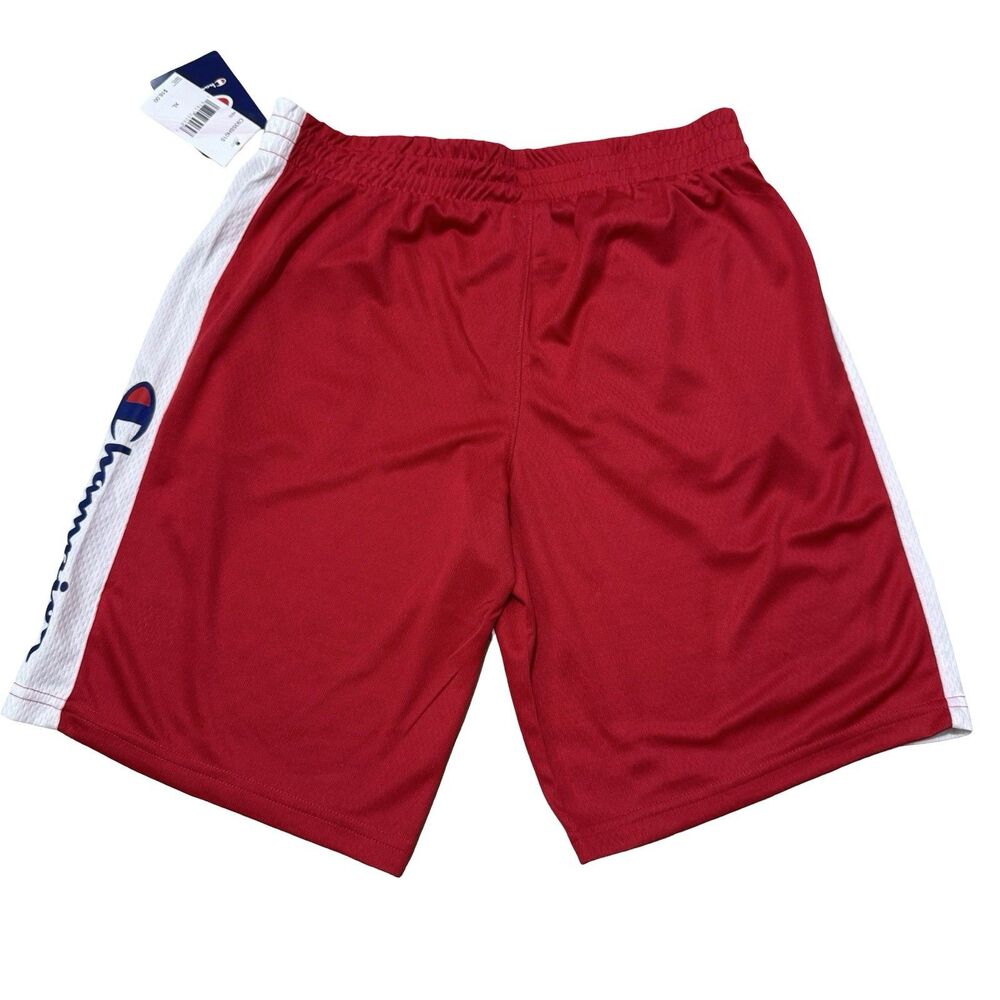 NWT CHAMPION Logo Shorts Youth XLarge Authentic Athletic Wear Mesh Boy Red White